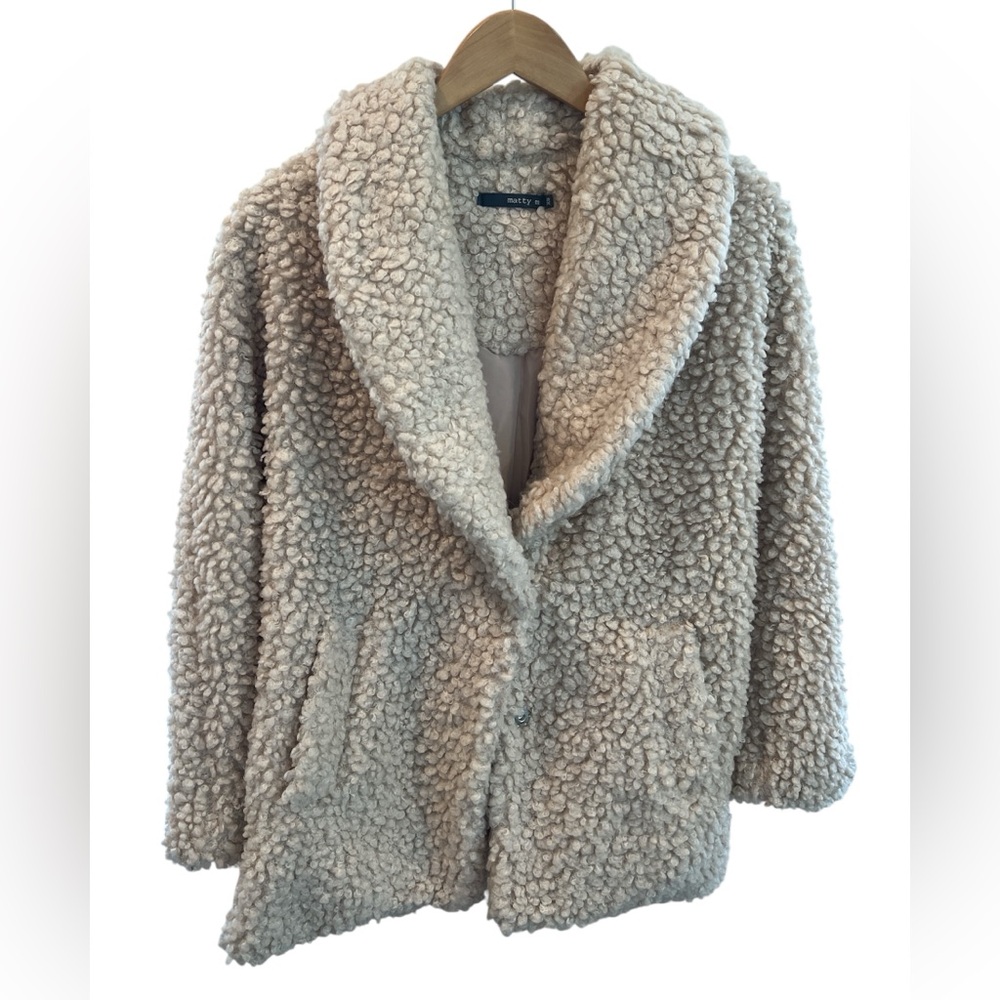 Matty M Cream Sherpa Teddy Jacket with Pockets